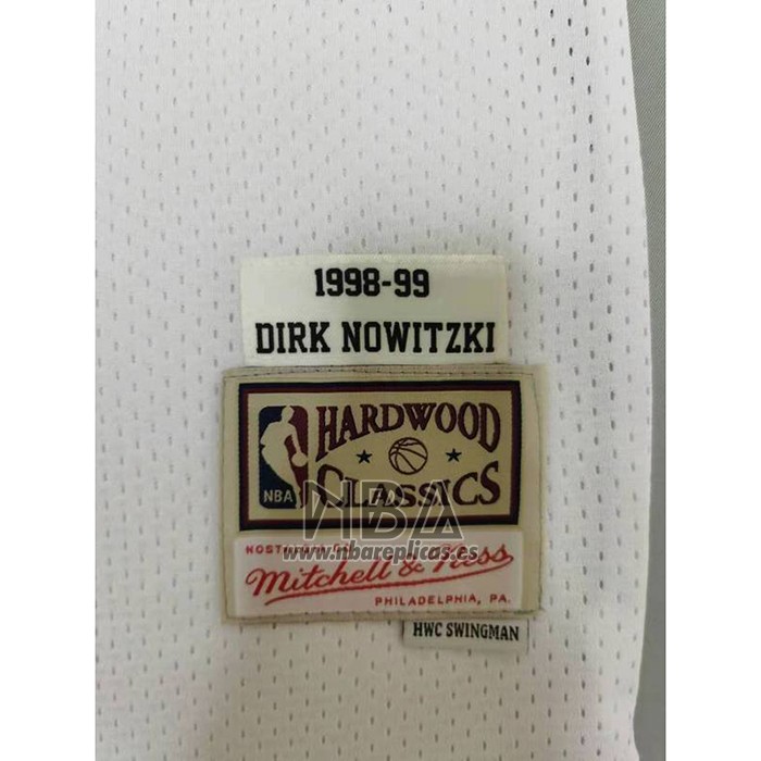 Camiseta Dallas Mavericks Dirk Nowitzki NO 41 Mitchell & Ness 1998-99 Blanco